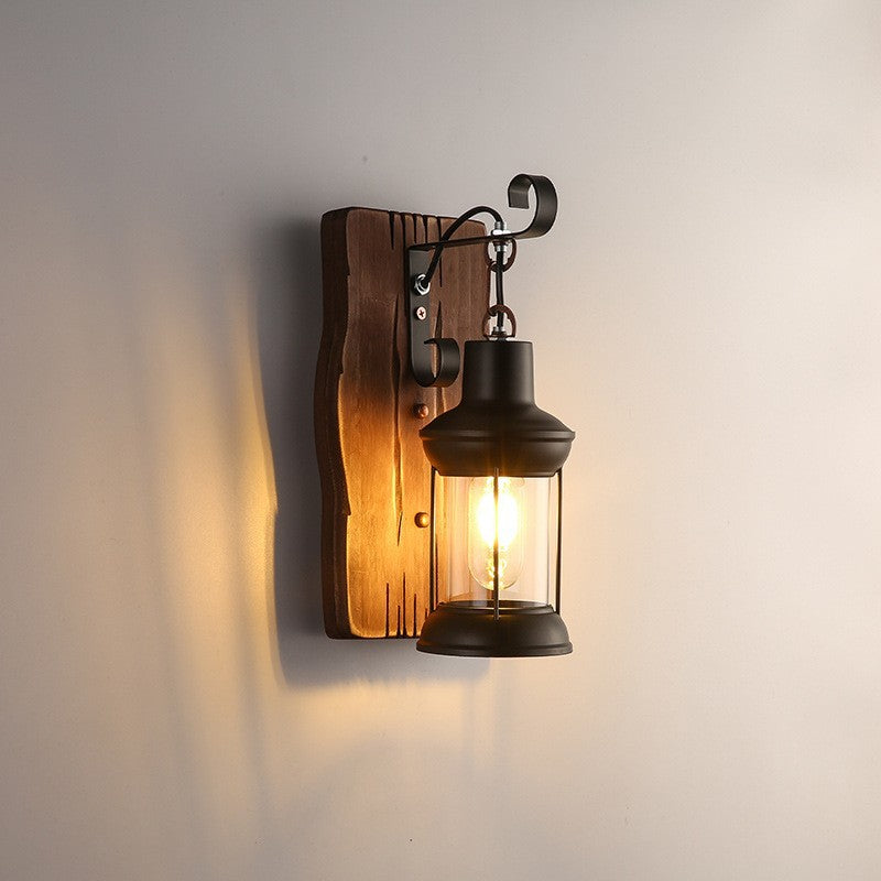 HEIKESZ Vintage Industrial Wall Light American Retro Loft Style Solid Wood Creative Decor for Bar Cafe Restaurant