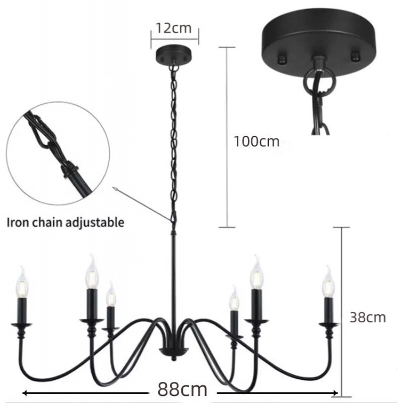 HEIKESZ Simple Luxury American Iron Chandelier Ceiling Light for Living Room Dining Bedroom Farmhouse Balcony Hallway Lighting