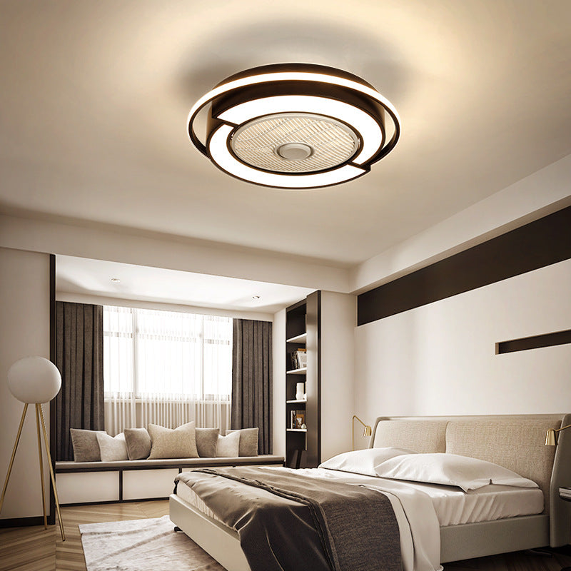HEIKESZ Modern LED Ceiling Fan Light for Bedroom Home Use Energy Saving Quiet Ceiling Fan with Light Simple Design