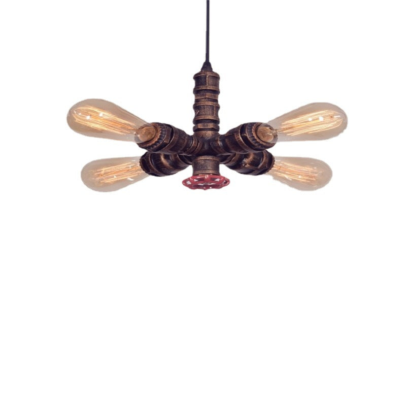 HEIKESZ Vintage Industrial Ceiling Light American Country Rustic Restaurant Bar 4 Head Pipe Pendant Lamp Wholesale