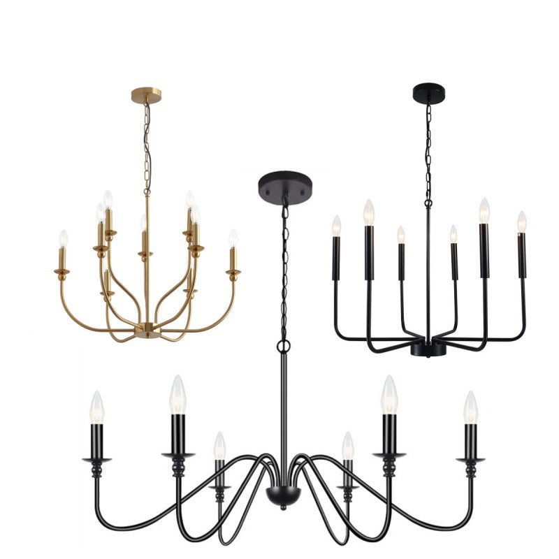 HEIKESZ Simple Luxury American Iron Chandelier Ceiling Light for Living Room Dining Bedroom Farmhouse Balcony Hallway Lighting