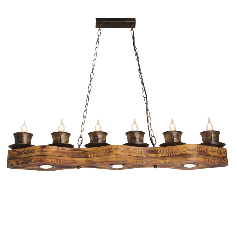 Vintage Industrial Wood Ceiling Light American Style for Living Rooms Cafe Hotel Lobby Creative Lighting
