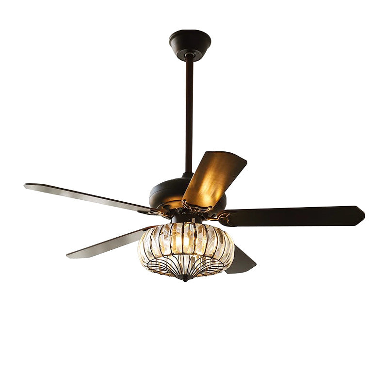 HEIKESZ New Chinese style wood leaf ceiling fan light living room dining room bedroom fan light silent frequency conversion household fan light chandelier cross-border