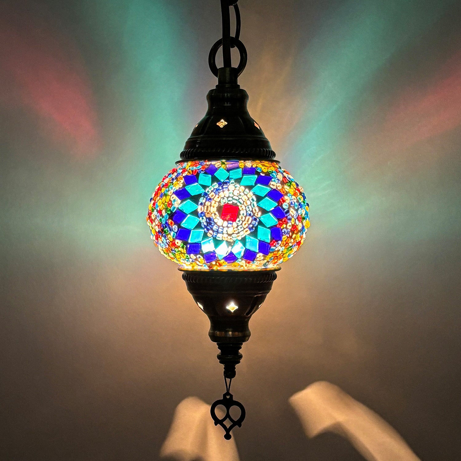 Turkish Classical Mosaic Ceiling Light Iron Art Single Pendant Lamp for Cafe Restaurant Hallway Lobby Luxury Decor