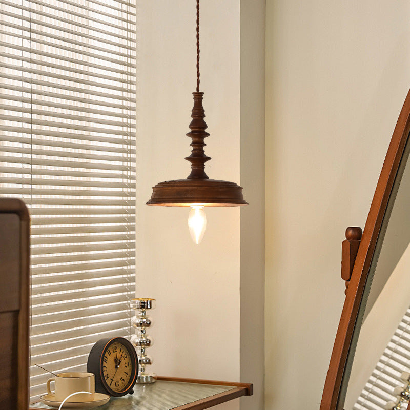 Japanese Retro Wooden Pendant Light Wabi Sabi Style Handmade Solid Wood Ceiling Lamp for Restaurant Bedroom Study Bar