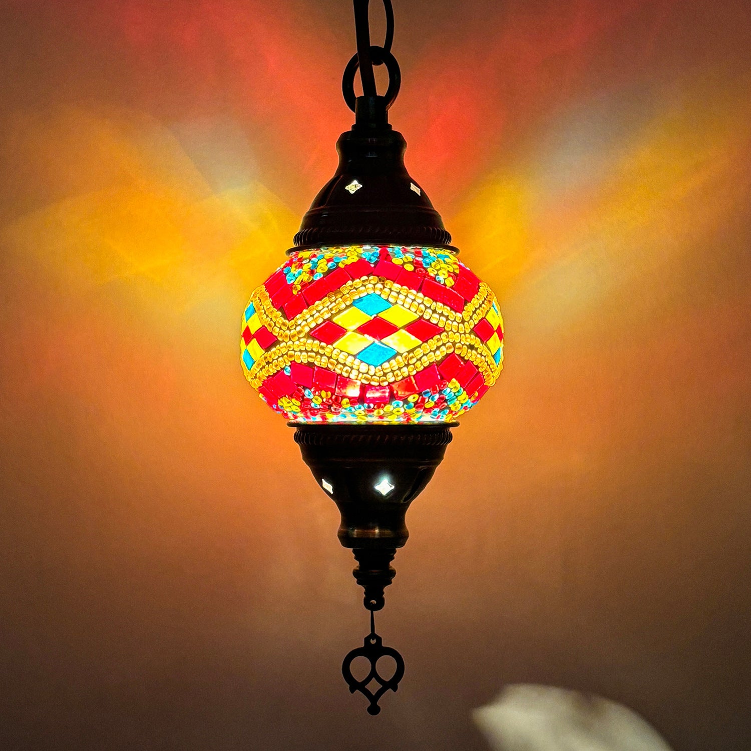 Turkish Classical Mosaic Ceiling Light Iron Art Single Pendant Lamp for Cafe Restaurant Hallway Lobby Luxury Decor