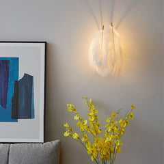 HEIKESZ Feather Wall Sconce 2026 Trendy Design Minimalist Aesthetic Cozy Romantic Bedside Lighting for Modern Home