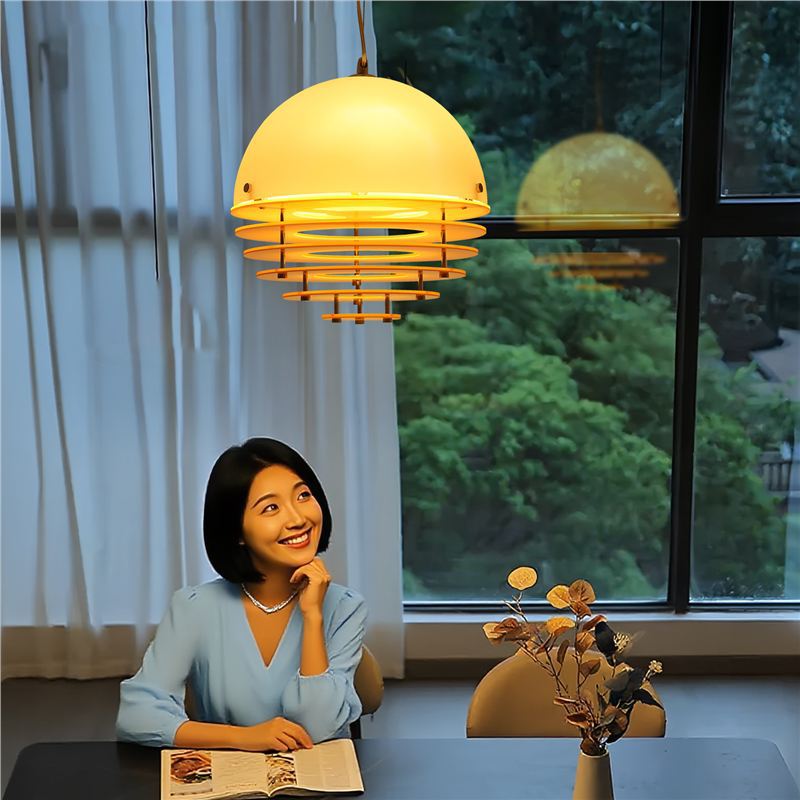 HIEKESZ Sunset Orange Bauhaus Pendant Light Vintage Designer Ceiling Lamp for Dining Room Bar Island Retro Atmosphere Lighting