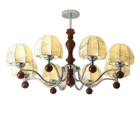 French Retro Nanyang Style Walnut Chinese Dining Table Light Wabi **** Vintage Bedside Lamp Fabric Restaurant Pendant Light