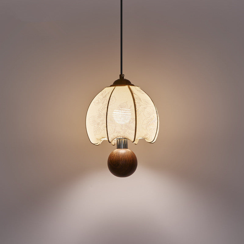 French Retro Nanyang Style Walnut Chinese Dining Table Light Wabi **** Vintage Bedside Lamp Fabric Restaurant Pendant Light