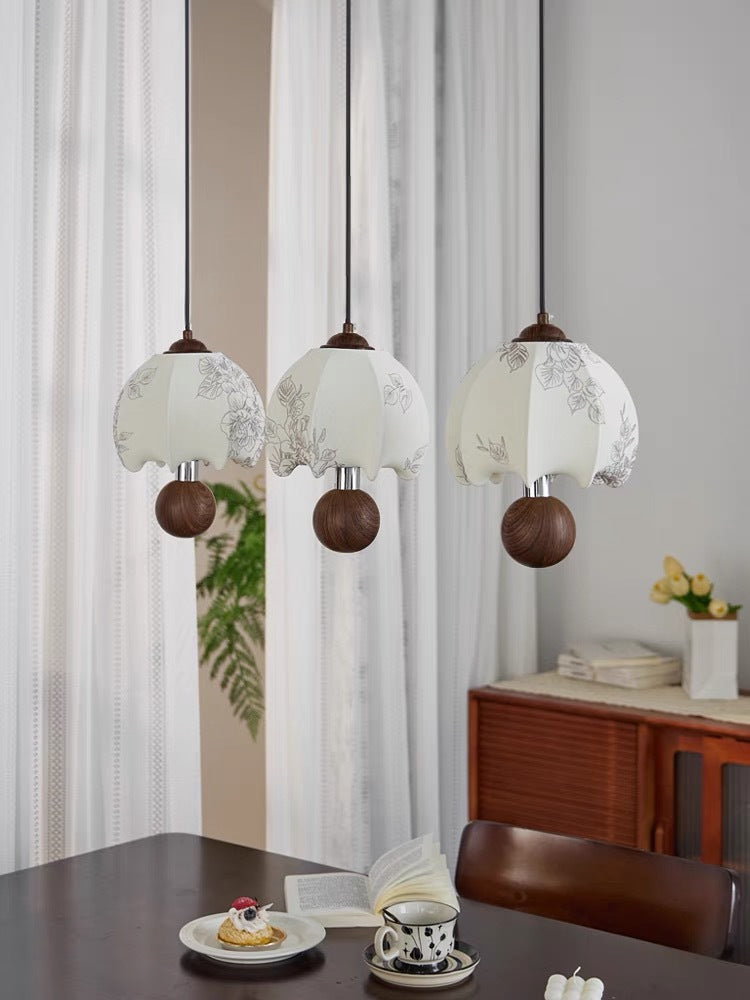 French Retro Nanyang Style Walnut Chinese Dining Table Light Wabi **** Vintage Bedside Lamp Fabric Restaurant Pendant Light