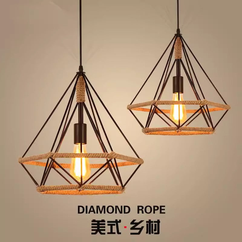HEIKESZ Vintage Industrial Rope Pendant Light Creative Mongolian Yurt Style for Cafe Restaurant Bar Counter