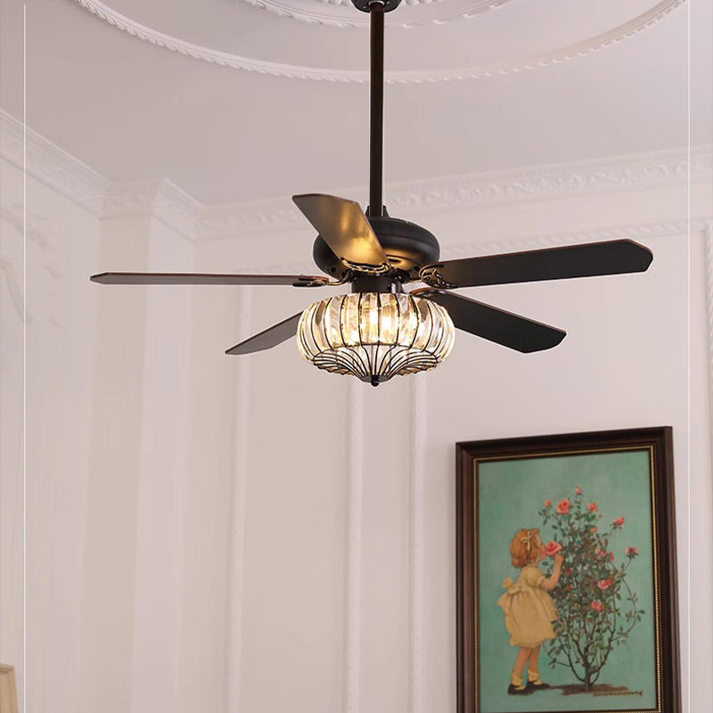 HEIKESZ New Chinese style wood leaf ceiling fan light living room dining room bedroom fan light silent frequency conversion household fan light chandelier cross-border