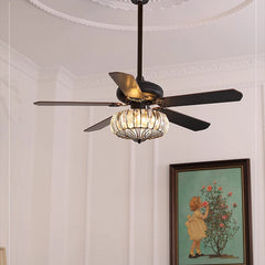 HEIKESZ New Chinese style wood leaf ceiling fan light living room dining room bedroom fan light silent frequency conversion household fan light chandelier cross-border