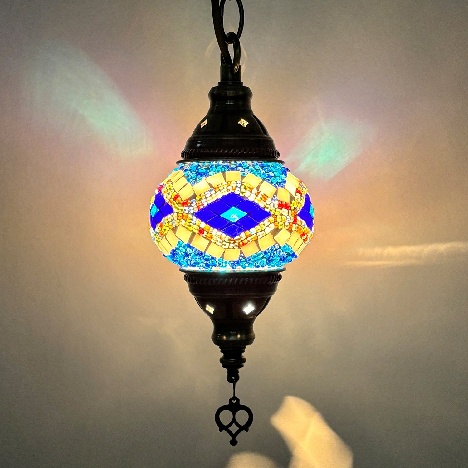 Turkish Classical Mosaic Ceiling Light Iron Art Single Pendant Lamp for Cafe Restaurant Hallway Lobby Luxury Decor