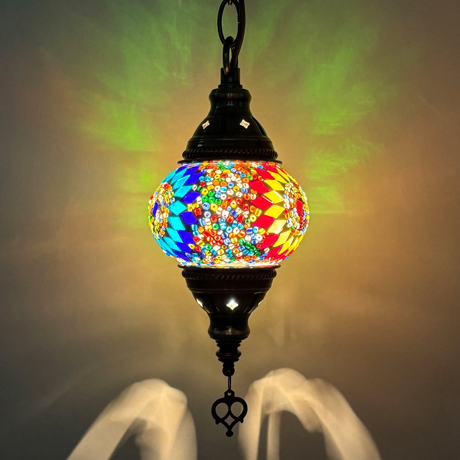 Turkish Classical Mosaic Ceiling Light Iron Art Single Pendant Lamp for Cafe Restaurant Hallway Lobby Luxury Decor