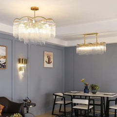 HEIKESZ Italian Luxury Stainless Steel Glass Rod Chandelier Modern Minimalist Living Room Ceiling Light with Tassel Dining Room Pendant Lamp