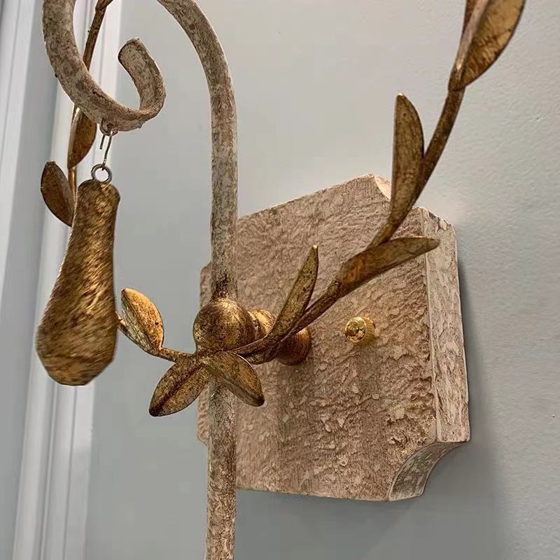 Vintage Wooden Wall Light Rustic French Country Sconce for Living Room Bedroom Dining Hallway Decoration