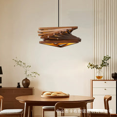 HEIKESZ Nordic Creative Solid Wood Pendant Light American Country Style Unique Restaurant Cafe Bedroom Wood Art Single Head Phantom Ceiling Lamp