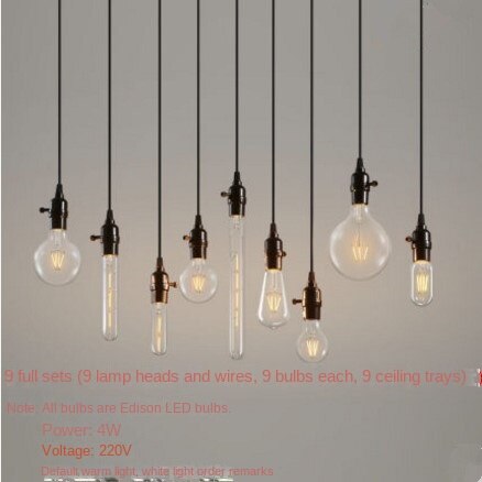 HEIKESZ 【One-year warranty, free shipping】E27 Screw LED Bulb Edison Light Source Single Lamp Creative Shop Bar Restaurant with Plug Switch Chandelier