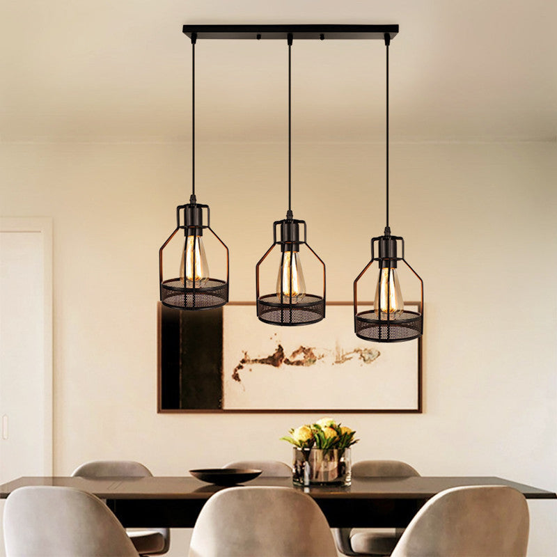 HEIKESZ Retro Industrial Style Creative Small Iron Cage Pendant Lamp Dining Room Bar Bedroom Balcony Light Nordic Simple Coffee Shop Pendant Lamp LED Light for Bedroom Night Aesthetic Room Lamp