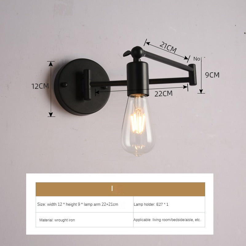 HEIKESZ In Chinese Antique Style Rocker Arm Wall Lamp Bedroom Bedside Lamp Retractable Folding Study Reading Lamp in the Living Room American Standard European Standard Wall Lamp