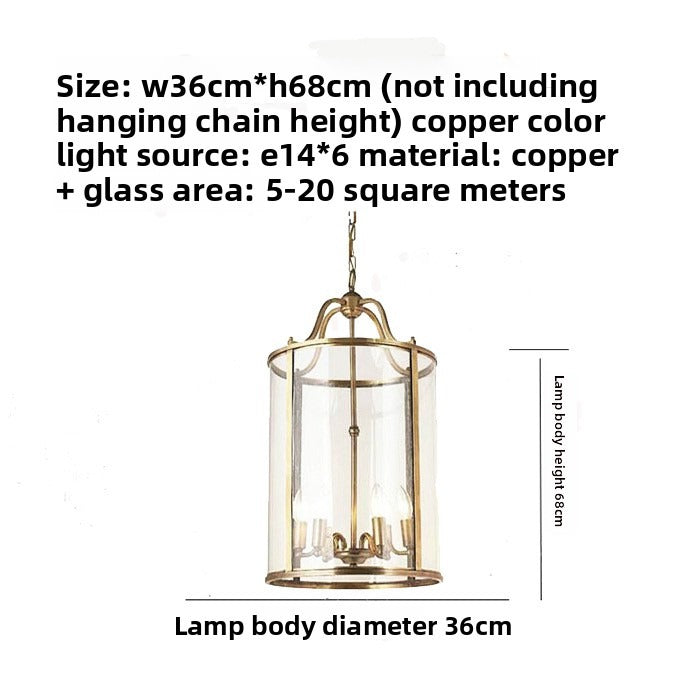 HAIKESZ Modern European Style Full Copper Ceiling Light for Dining Room Hallway Staircase Entrance Simple Luxury Chandelier