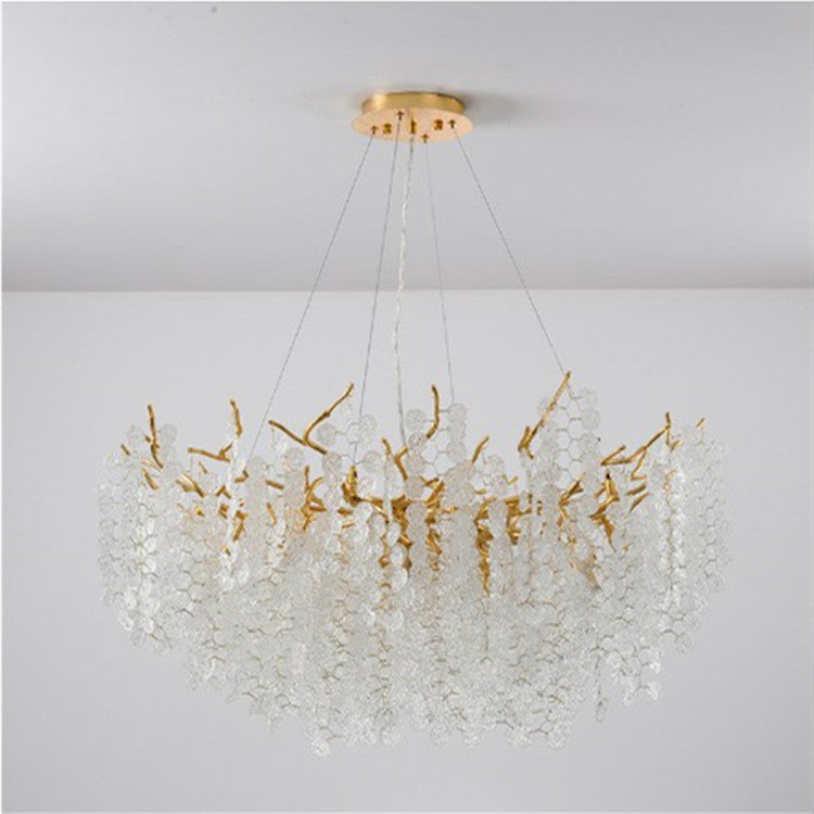 HEIKESZ Modern Crystal Chandelier Luxury Round Glass Light for Living Room Bedroom Villa Restaurant Nordic French Simplicity
