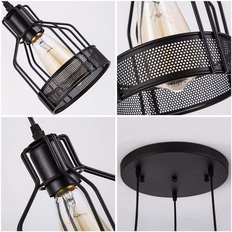 HEIKESZ Retro Industrial Style Creative Small Iron Cage Pendant Lamp Dining Room Bar Bedroom Balcony Light Nordic Simple Coffee Shop Pendant Lamp LED Light for Bedroom Night Aesthetic Room Lamp