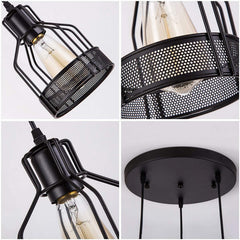 HEIKESZ Retro Industrial Style Creative Small Iron Cage Pendant Lamp Dining Room Bar Bedroom Balcony Light Nordic Simple Coffee Shop Pendant Lamp LED Light for Bedroom Night Aesthetic Room Lamp