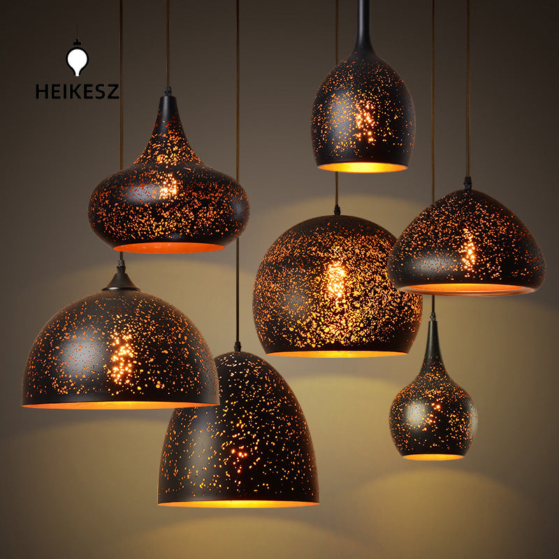 HEIKESZ Nordic Loft Retro Vintage Cafe Bar Pendant Light Wrought Iron Single Head Industrial Rustic Ceiling Lamp for Restaurant