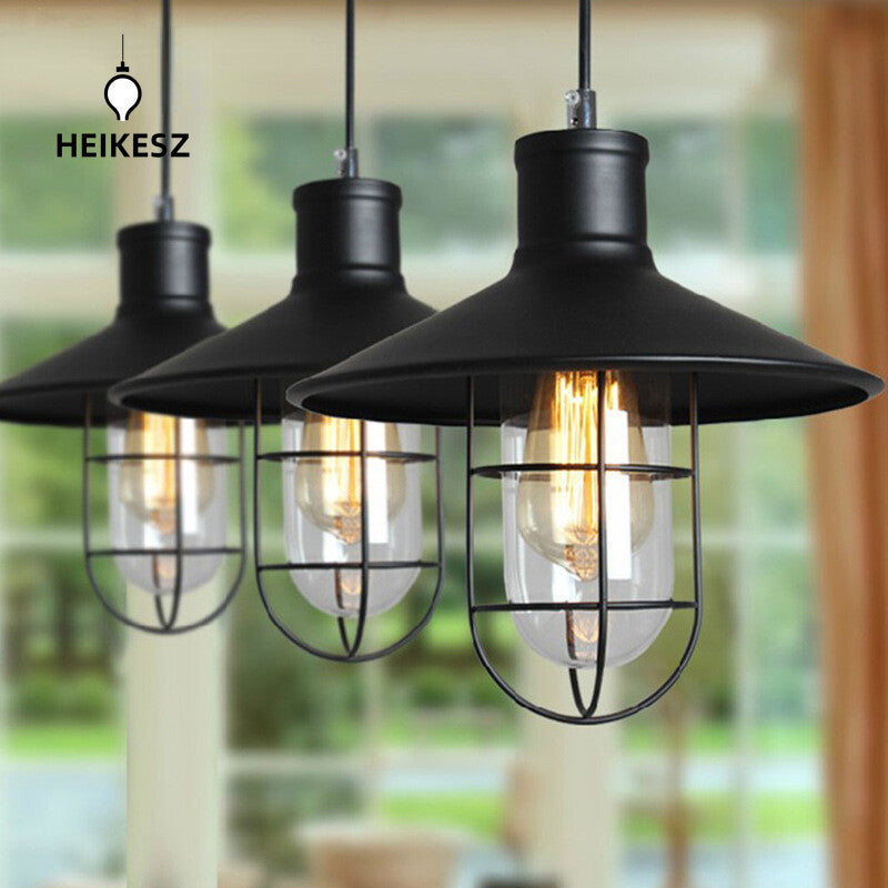 HEIKESZ American Country Creative Retro Iron Art Industrial Style Bar Lamp Small Iron Cage Lampshade Bar Coffee Shop Chandelier american style retro outdoor indoor retro bedroom lamp american-style Industrial wind