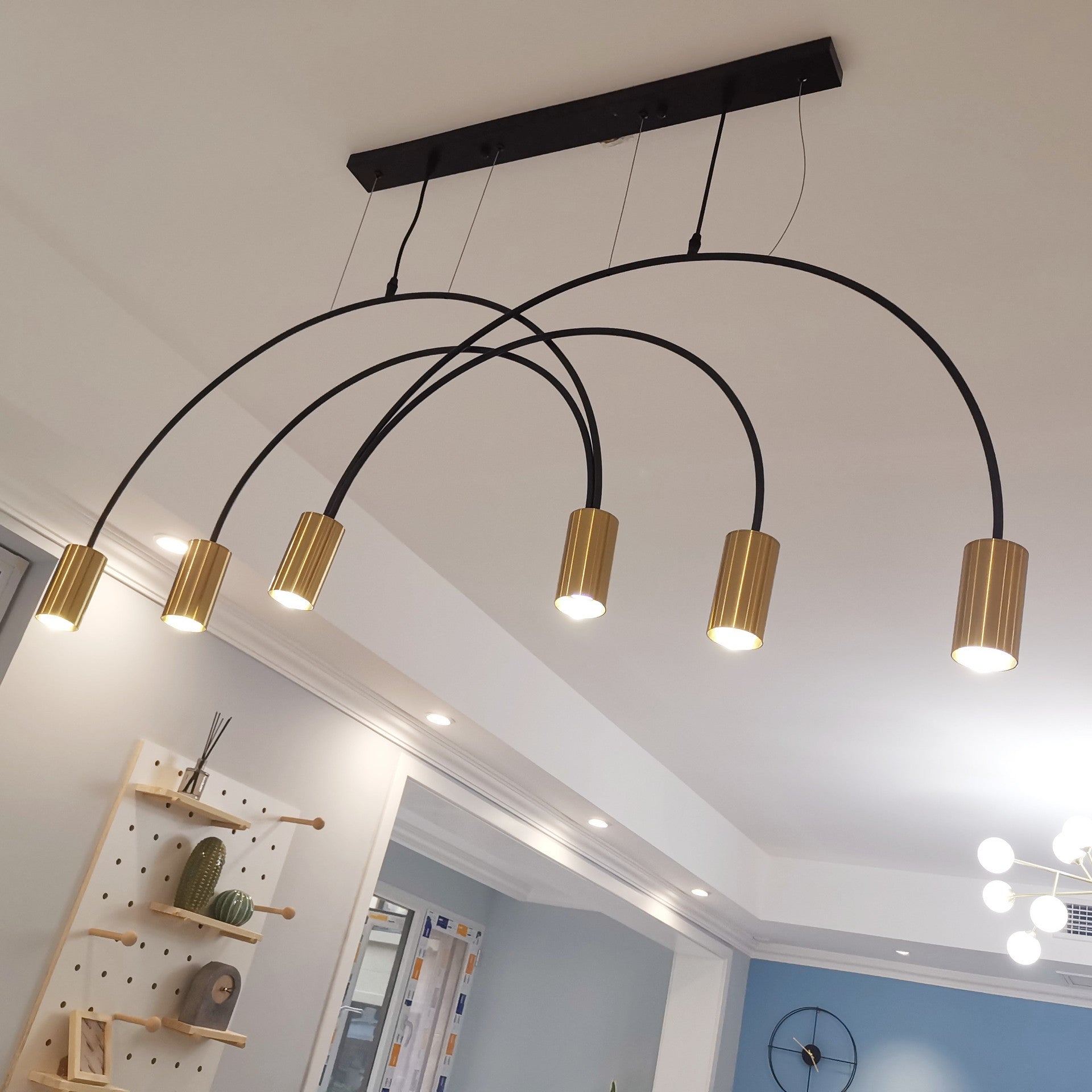 HEIKESZ Luxury Nordic Modern Chandelier Light Creative Arch Dining Table Strip Lamp Internet Celebrity Bar Light