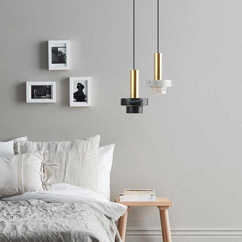 HEIKESZ Nordic Marble Pendant Lamp Creative Personality Affordable Luxury Lighting for Dining Room Bedroom Bar Counter Porch Small Droplight Light Fixtures for Celling