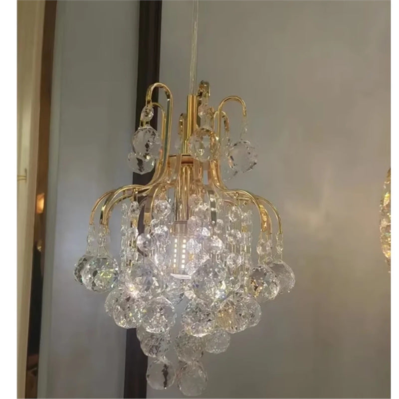 HEIKESZ French light luxury crystal small chandelier fruitful modern simplicity high sense porch aisle bedroom bedside lamp light fixtures for celling light