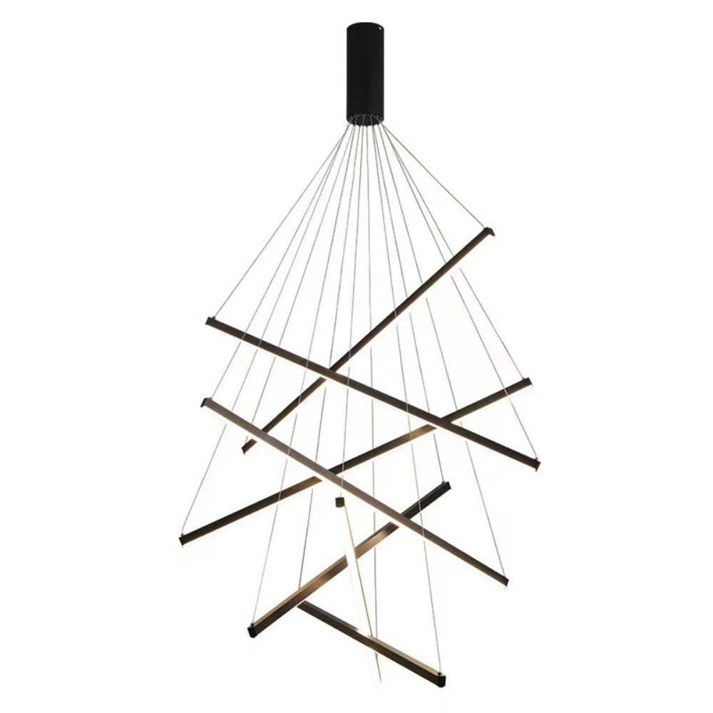 HEIKESZ Modern simple apartment loft duplex large chandelier villa empty living room long chandelier rotating staircase chandelier lamp light fixtures for celling lights