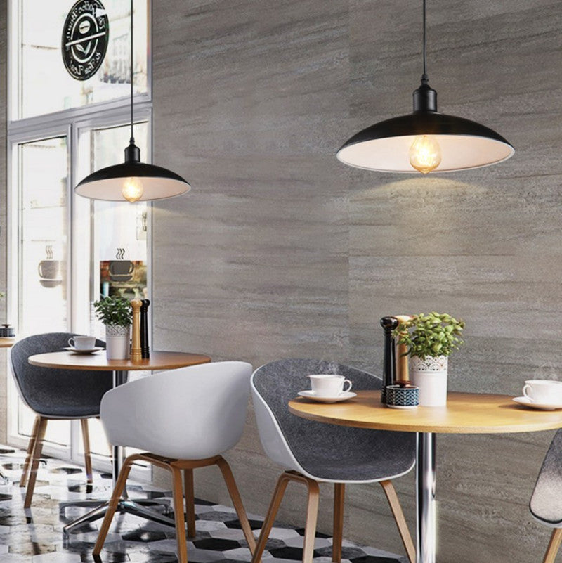 HEIKESZ American Retro Industrial Style Pot Cover Light Restaurant Bar Counter Creative Personality Black and White Iron Simple Single Head Small Droplight LED Light for Bedroom Night Aesthetic Room Lamp