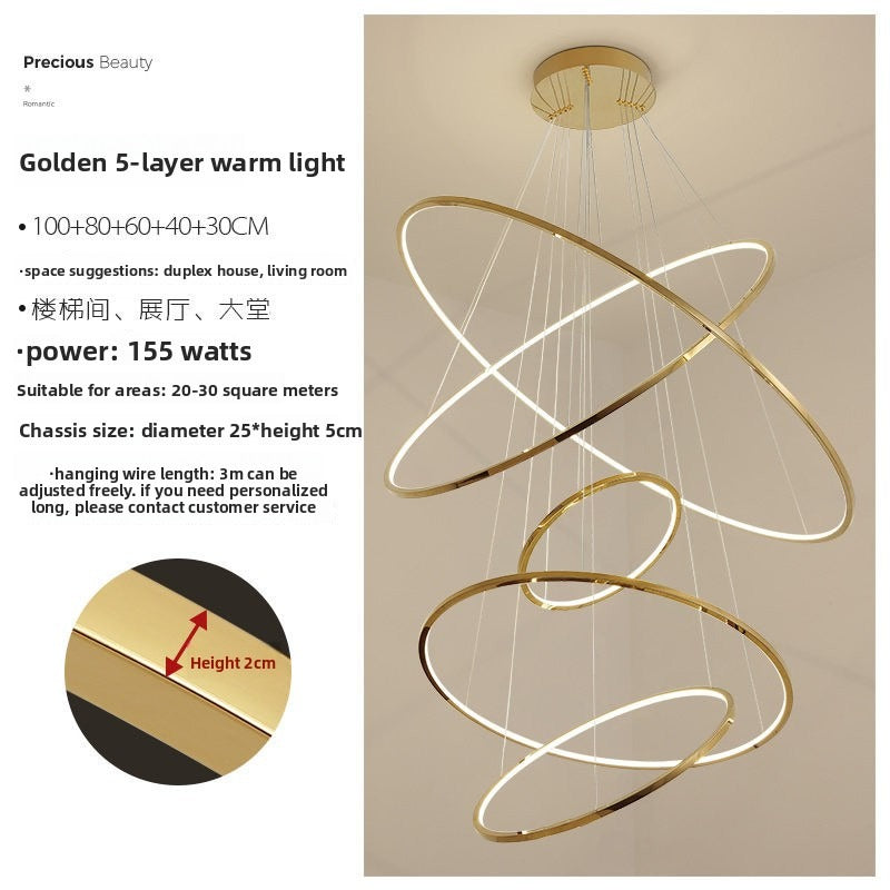 HEIKESZ Cross Border Stainless Steel LED Chandelier for Villa Duplex Living Room Dining Room Decoration Modern Ceiling Light