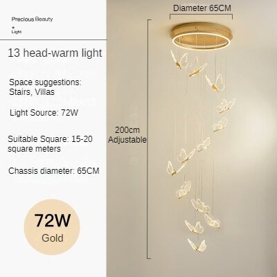 HEIKESZ Nordic Modern Minimalist LED Chandelier Acrylic Butterfly Creative Art Light for Living Room Dining Room Ceiling Pendant