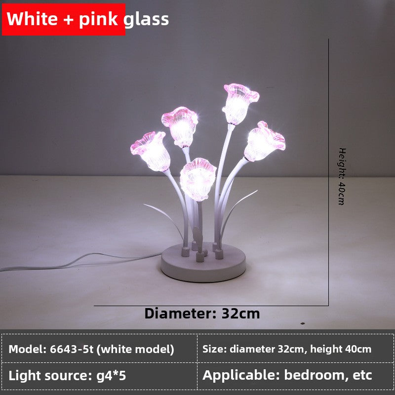 HEIKESZ Tulip flower table lamp modern simple led lily of the valley ins wind idyllic warm bedroom bedside night lamp light fixtures for celling light