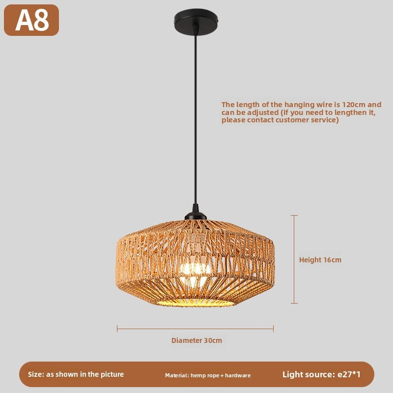 HEIKESZ Vintage Rope Pendant Light Industrial Iron Ceiling Lamp for Restaurant Bar Clothing BBQ Shop Retro Decor Commercial Lighting
