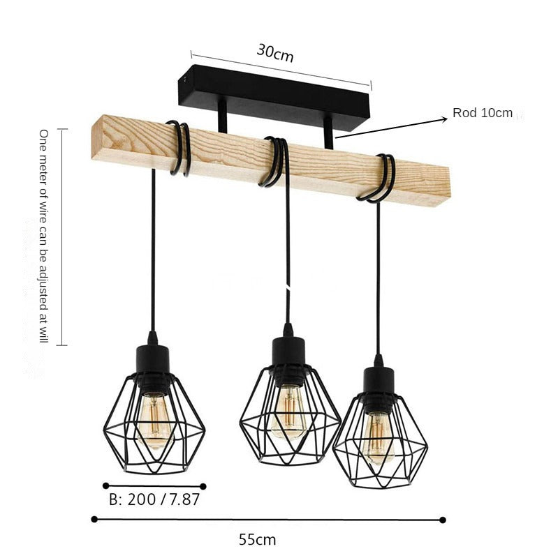 HEIKESZ Customer Dining Room and Study Room Coffee Shop Retro Industrial Style Clothing Store Bar Aisle Creative Lampshade Wood Strip Chandelier LED Light for Bedroom Night Aestitic Room Lamp
