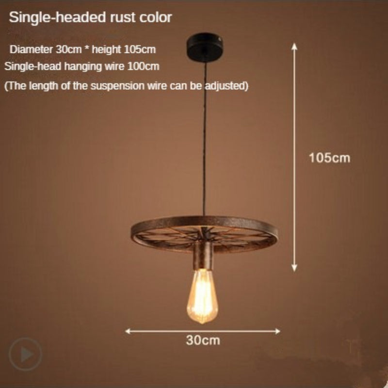 HEIKESZ LOFT Industrial Wind Restaurant and Cafe Pendant Lamp American Retro Bar Clothing Store Decorative Personality Wheel Decoration Light LED Light for Bedroom Night Aestitic Room Lamp