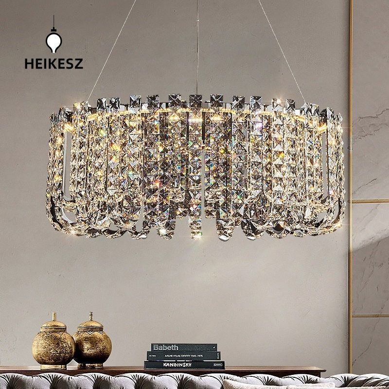 HEIKESZ Luxury Ceiling Light Nordic Crystal Chandelier Modern Minimalist Living Room Dining Lamp High End Hotel Lobby Decoration Main Light
