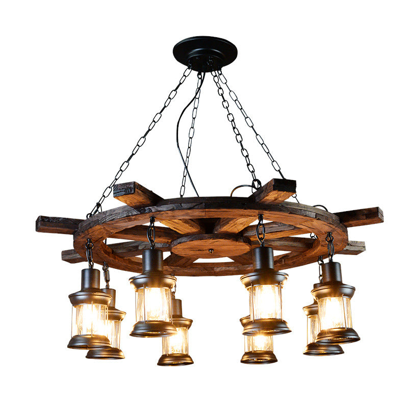 HEIKESZ American rural retro ship wood chandelier hot pot restaurant hotel bar counter bed and breakfast restaurant lamp industrial wind decorative lamp