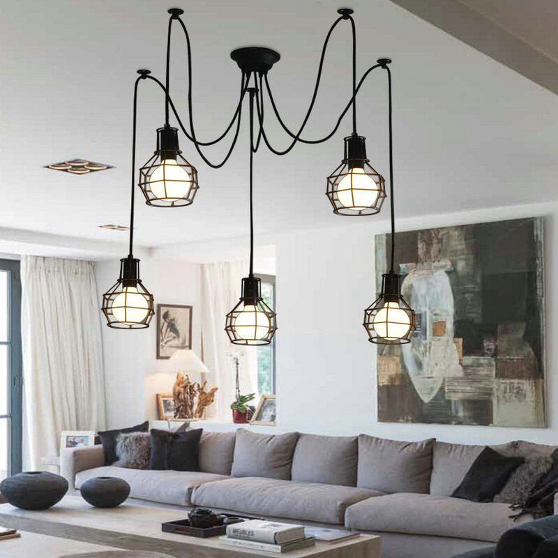 HEIKESZ Fairy Loose Flower Chandelier Creative American Country Iron Droplight Iron Cage Industrial Style Simple Multi-Head american style retro outdoor indoor retro bedroom lamp american-style Industrial wind