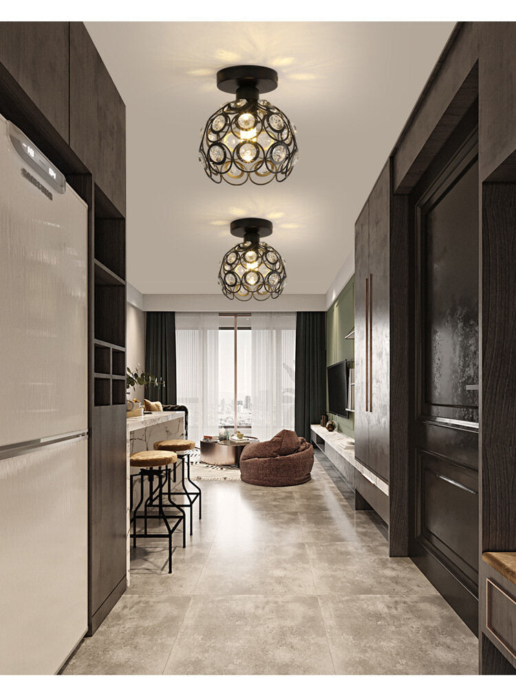 HEIKESZ Creative Unique Crystal Aisle Corridor Light Simple Modern Hallway Entrance Foyer European Balcony Small Ceiling Light american style retro outdoor indoor retro bedroom lamp american-style Industrial wind
