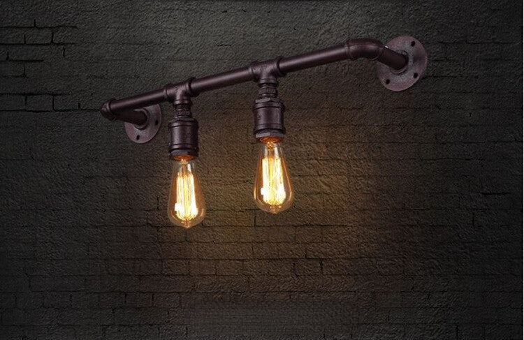 HEIKESZ Retro Industrial Iron Bedside Wall Lamp American Country Wall Water Pipe Lamp Hotel Creative Wall Lamp american style retro outdoor indoor retro bedroom lamp american-style Industrial wind