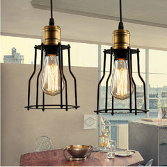 HEIKESZ Creative Small Iron Cage Loft Industrial Chandelier American Country Bar Counter Lamps Retro Living Room Cafe Lights american style retro outdoor indoor retro bedroom lamp american-style Industrial wind