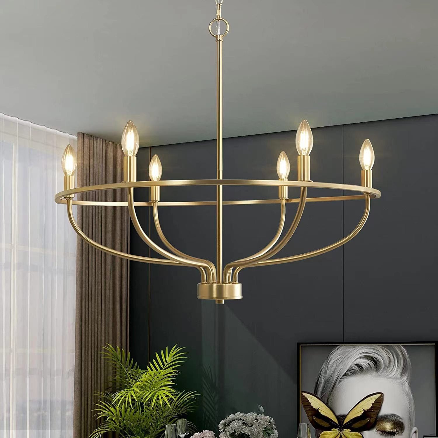 Haikesz new cross-border e-commerce retro wrought iron industrial style US standard living room light luxury pastoral American country chandelier lamp light fixtures for celling light